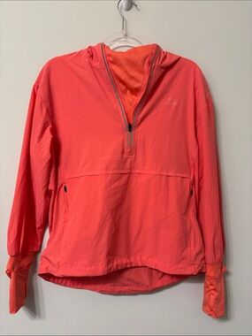 Women's Coral Quarter-Zip Hooded Pullover Sweatshirt